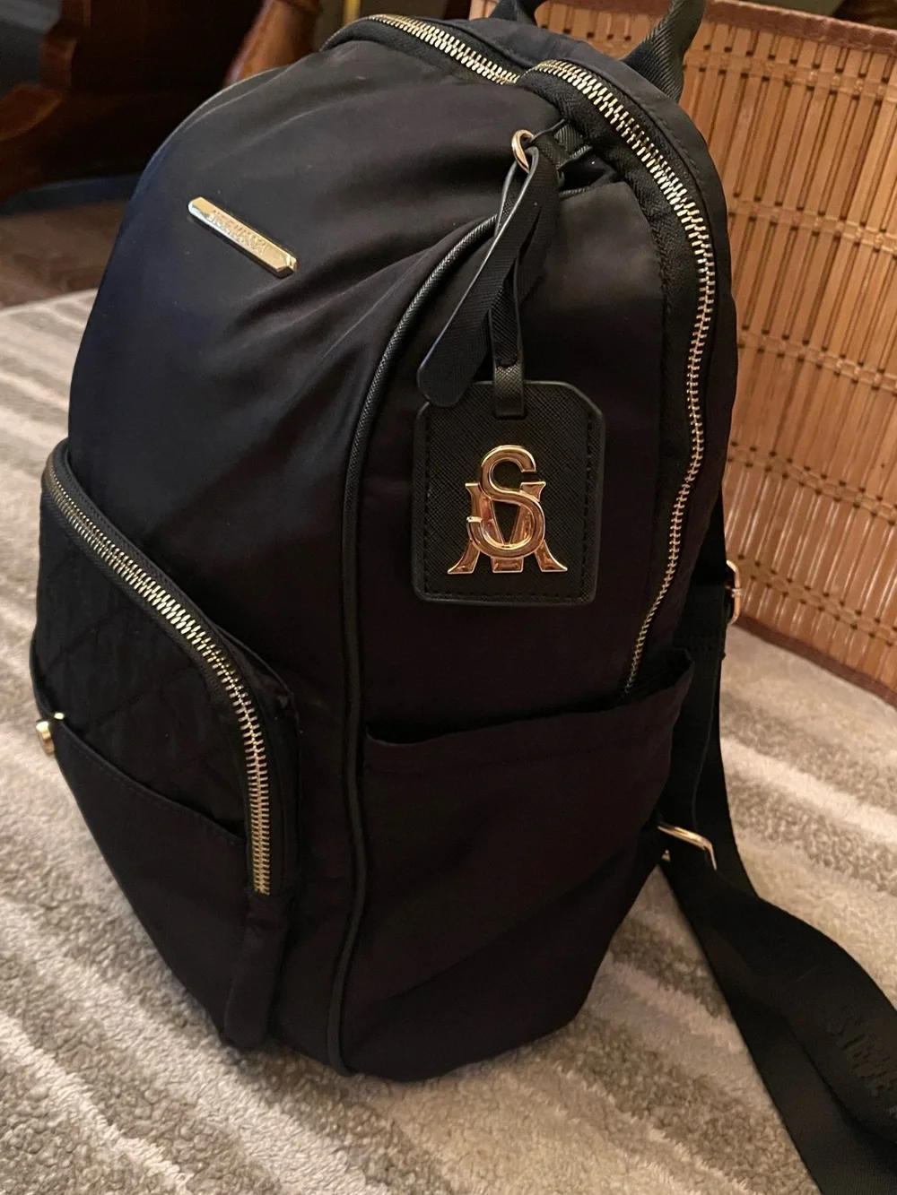 Steve Madden Black Backpack with Gold Hardware